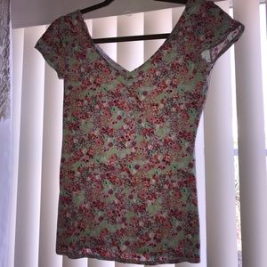 Floral V Neck Top
